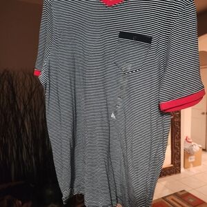 Sean John Black and White Striped Long Sleeve Tee